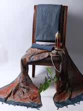 Printed Tussar Unstitched Kurta With Pant & Dupatta